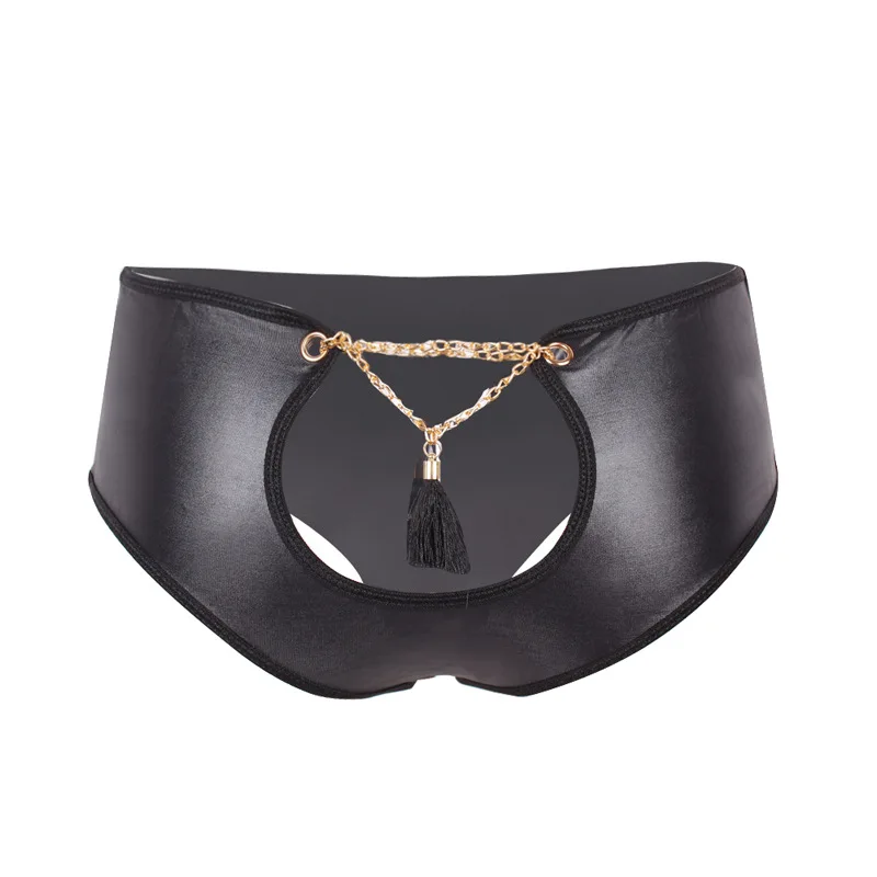 Sexy Wetlook Back Hole Patent Leather Briefs For Women 2018 Lenceria Erotica Mujer Sexi Ladies Underwear Club Wear Plus Size 3XL (3)