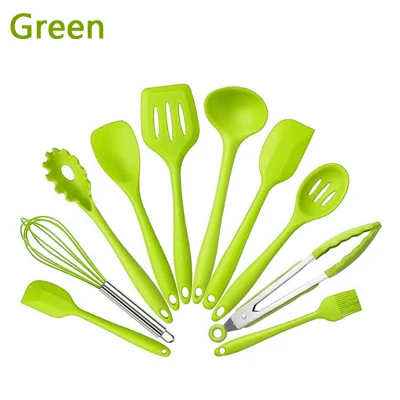 10 шт./компл. силиконовые формы для выпечки набор посуды Кухня аксессуары Пособия по кулинарии инструменты - Цвет: Green