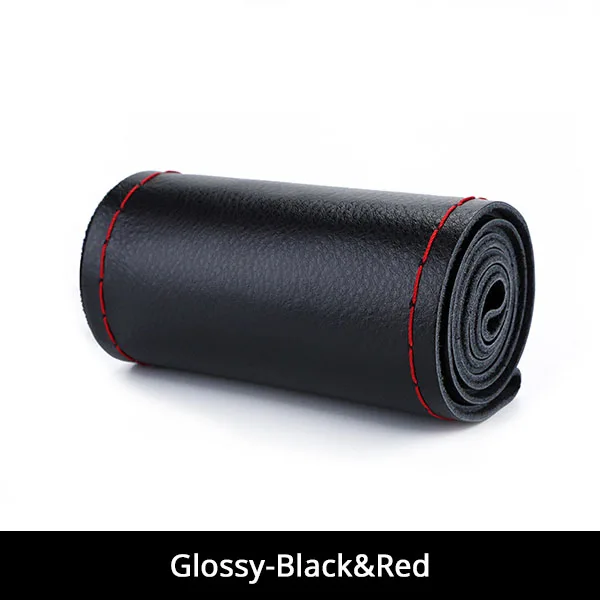 Glossy-Red AUTOYOUTH кожаный сшитый вручную чехол на руль, четыре сезона, Универсальная автомобильная ручка - Название цвета: Glossy-Red