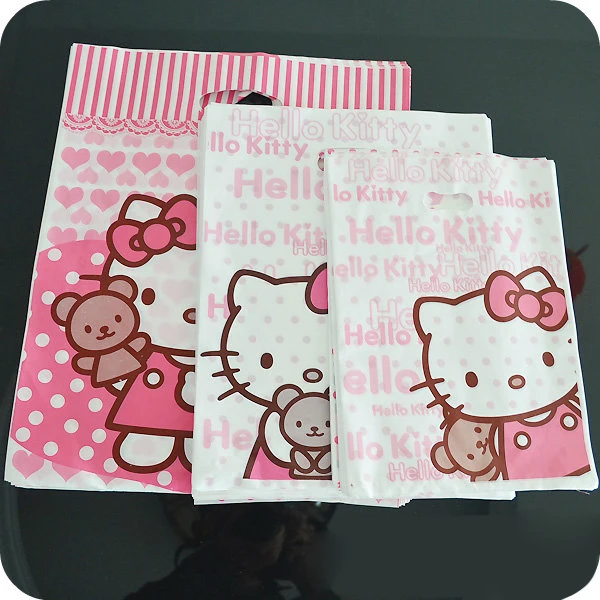 30 шт./лот оптовая продажа Kawaii Kitty Cat розовый пластиковый пакет упаковка для