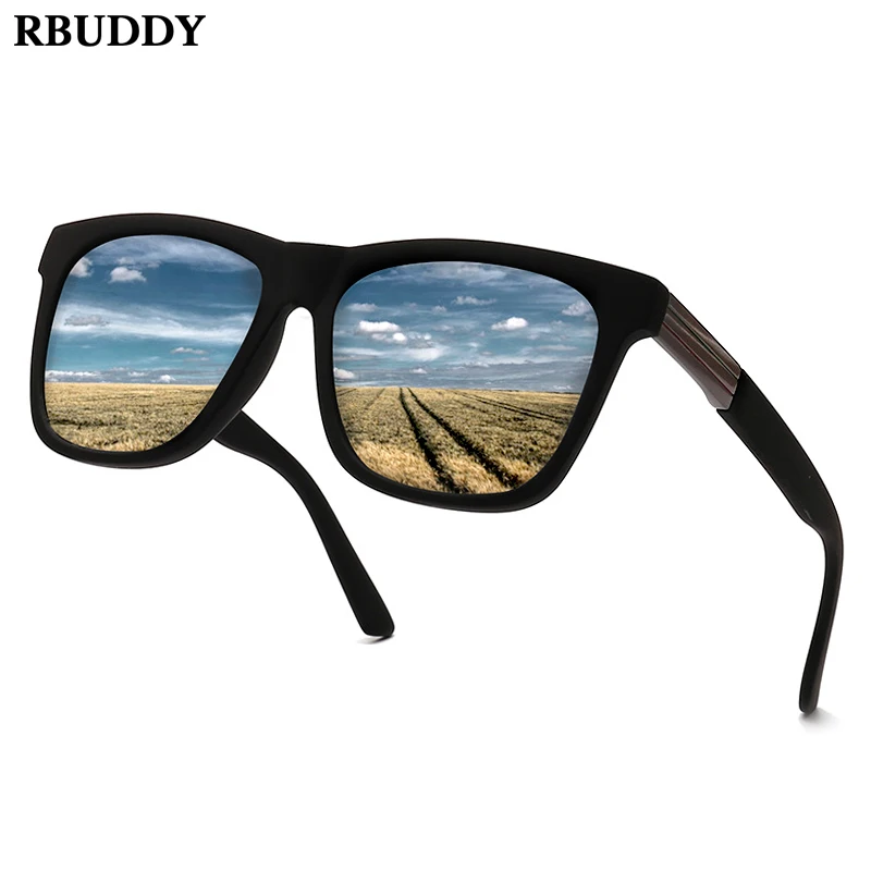 

RBUDDY Fashion Brand Designer Polarized Sunglasses Men Women Driving Square Sun Glasses Male Goggle Shades Coating Mirror Female