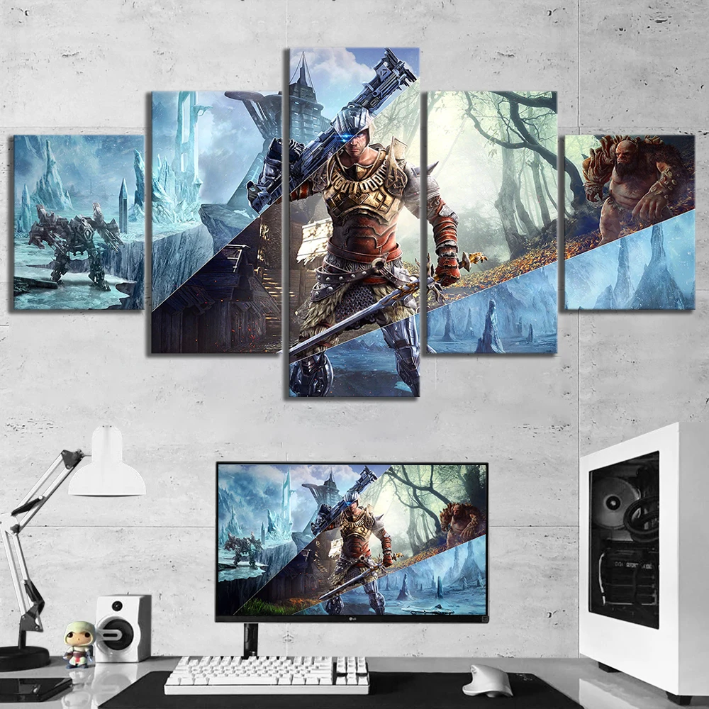 

Poster Modular Picture Canvas Art Printed Abstract 5 Pieces RPG Game ELEX Poster Painting Decor Living Room Wall Frame Wholesale