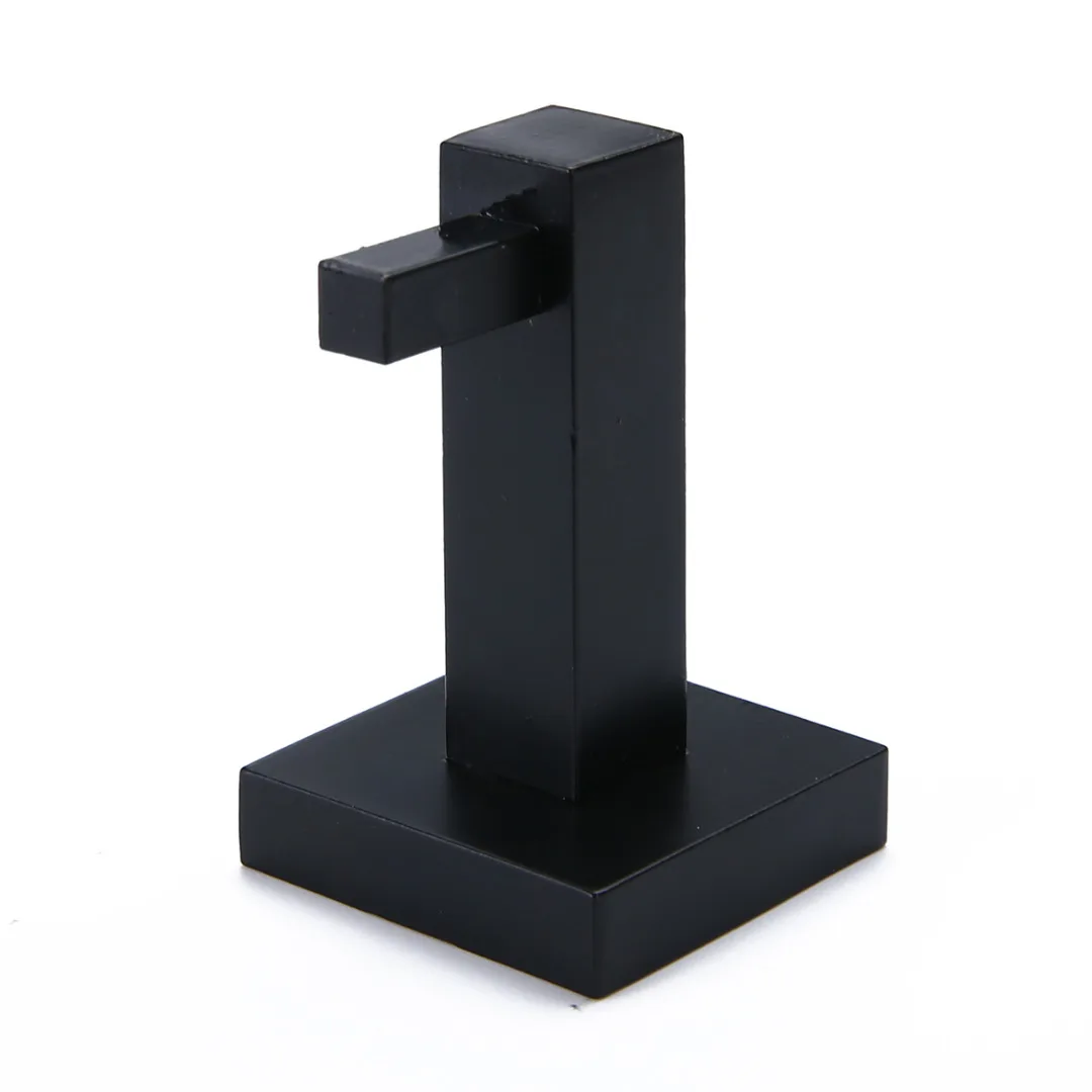 Stainless Steel Square Robe Hook Wall Mount Towel Hook Bathroom Rack Rail Tissue Roll Toilet Holder Door Hanger Black