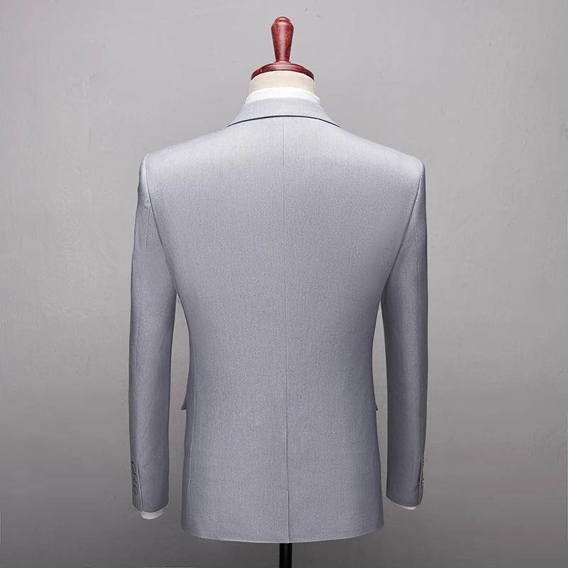 2020 Fashion New High quality Mens Grey suits Formal 3 Pieces Wedding Groom Tuxedos Prom Slim Fit Peak lapel Suits