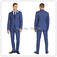 Новое поступление классический синий шерсть 2 шт.(куртка+ Штаны) две кнопки Тонкий Нотч Офис Единые конструкции для мужчин