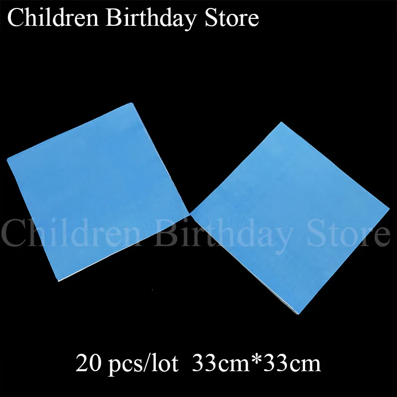 

20pcs/pack solid color disposable napkins blue theme birthday party decorations plain color theme paper napkins blue towels