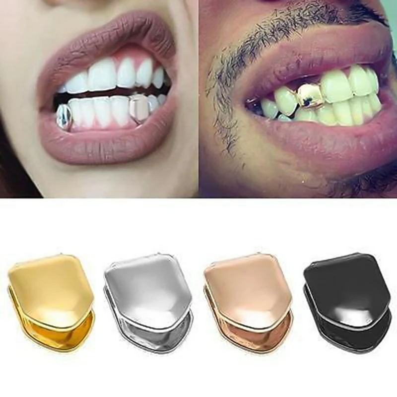 Hip Hop Gold Teeth Upper And Bottom Grills Dental Mouth Punk Teeth Caps Cosplay Party Tooth Rapper Body Jewelry Gift