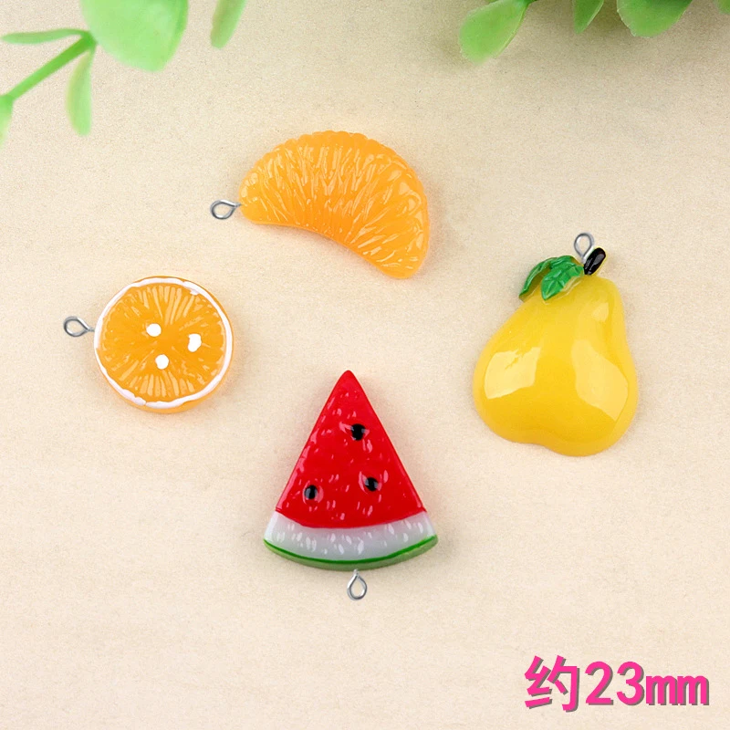 

10pcs DIY imitation resin fruit orange pear lemon charms kawaii cabochon resin craft jewelry making findings ornament decoration