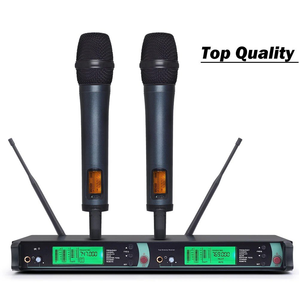 

High Quality Professional EM2500 UHF Wireless Microphone Monitor System with Dual Handheld Transmitter Microfone Mic