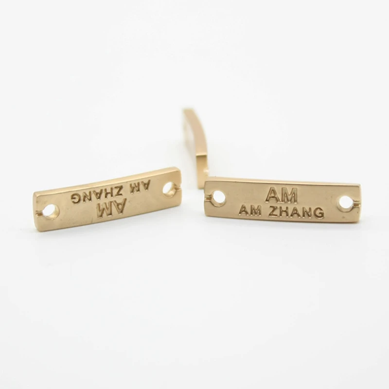 custom garment gold metal embossed labels handmade private label for sewing small metal clothing labels logo 0.5*1.9cm forever