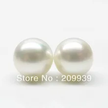 Hj 0089 сияющий белый! 2 шт. AAA 10.75 м южного моря широкий подлинной жемчужиной изысканные серьги