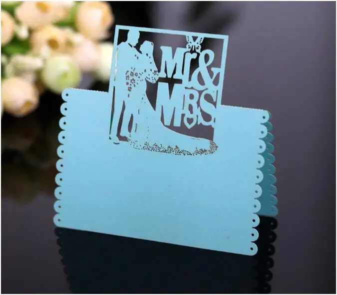 100 шт./лот лазерная резка "MR& MRS" высокое качество именные карточки на стол Свадебная вечеринка украшения
