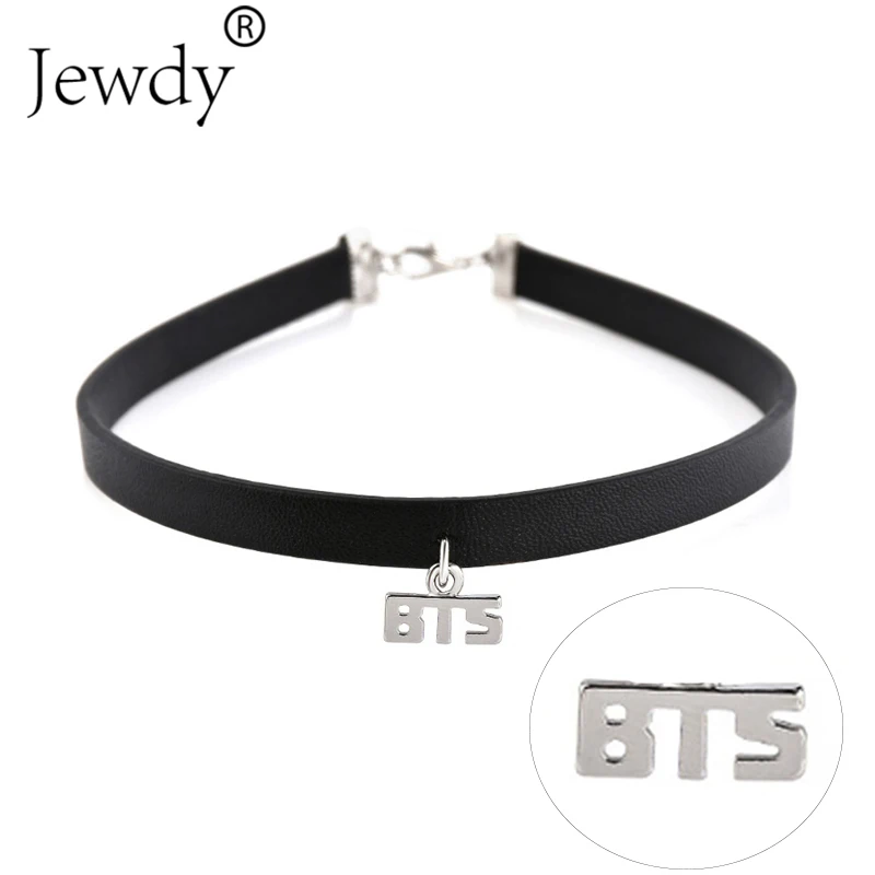 

Ocean 2019 New KPOP EXO Monster Gothic Punk Black BTS Leather Choker Necklace KPOP Bangtan Boys Collar Collette Necklace Jewelry