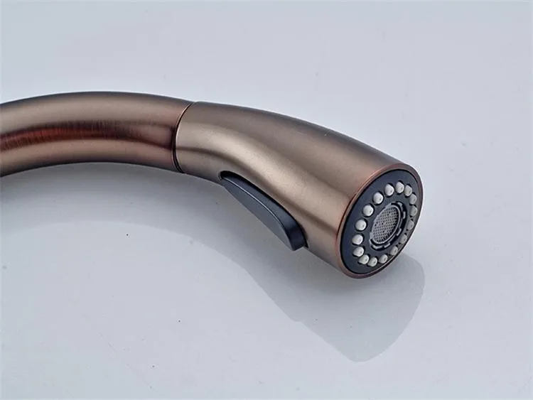 FLG Black Oil Rubbed Bronze kitchen faucet, 360 rotating Antique blackened red stone sink tap, cold and hot kitchen mixer tap