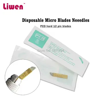 

Top 500pcs PCD 12 Pin Permanent Makeup Eyebrow Tatoo Blade Microblading Needles For 3D Embroidery Manual Tattoo Pen Machine