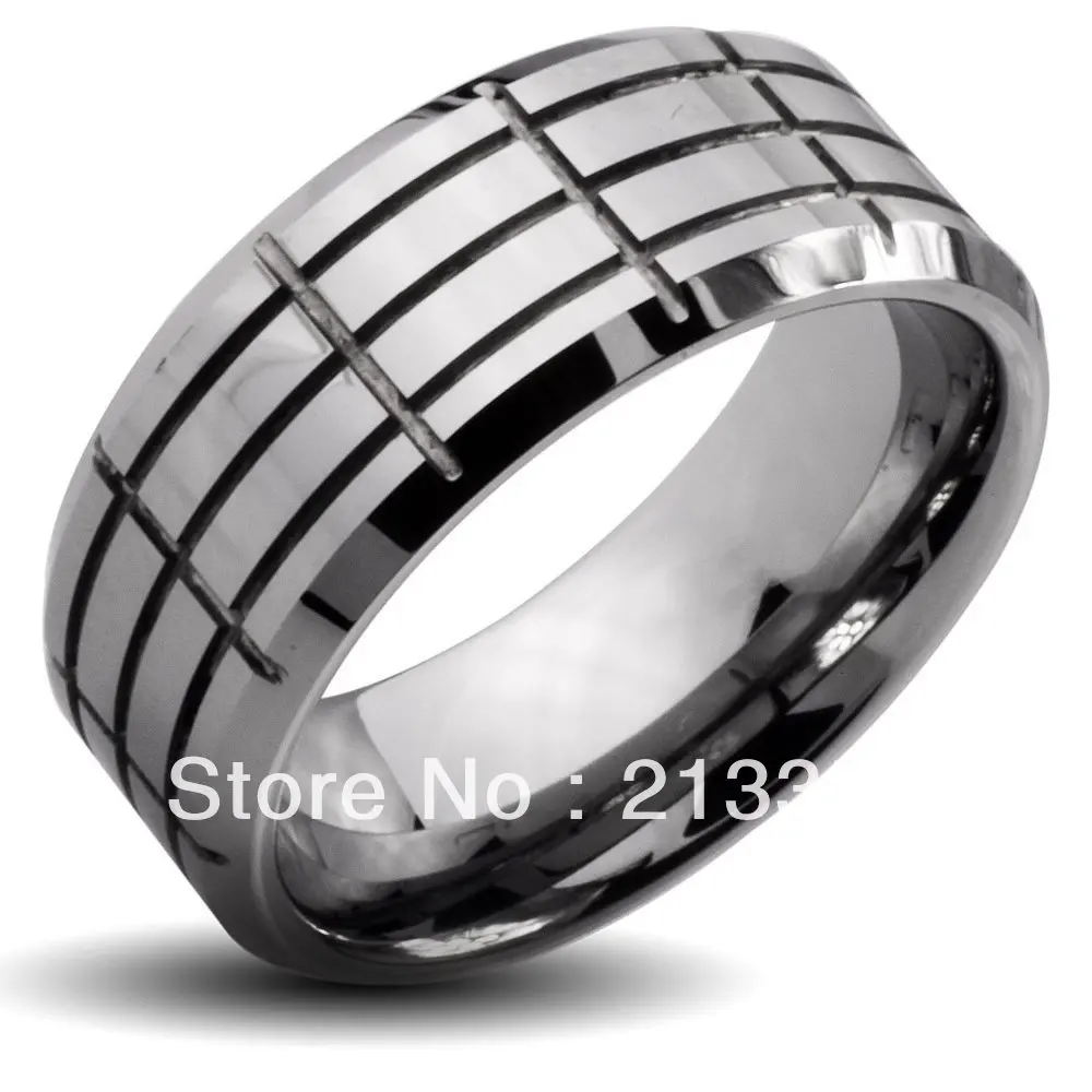 

Free Shipping Buy Cheap Discount Price USA HOT Selling 8MM Men&Womens Silver Grooves Beveled Classic Tungsten Wedding Rings