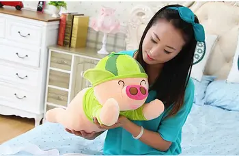 

new plush pig toy cuddly toy stuff lying watermelon pig doll valentine's day gift about 60cm