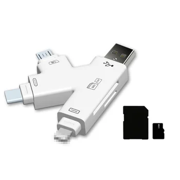 

4 in 1 Multi-Function Card Reader Micro USB Type-C TF Card Readers OTG Adapter for Android PC iPhone Laptop