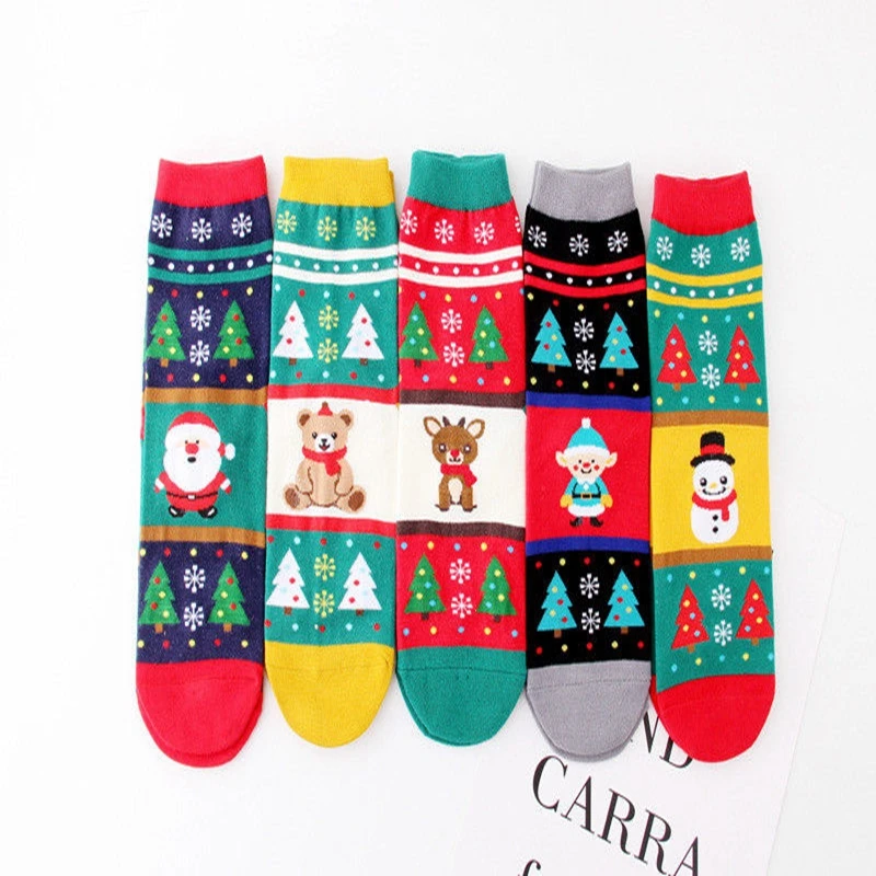 1 пара, рождественские женские теплые хлопковые носки, носки с принтом снеговика, оленя, Санты, милый Рождественский подарок
