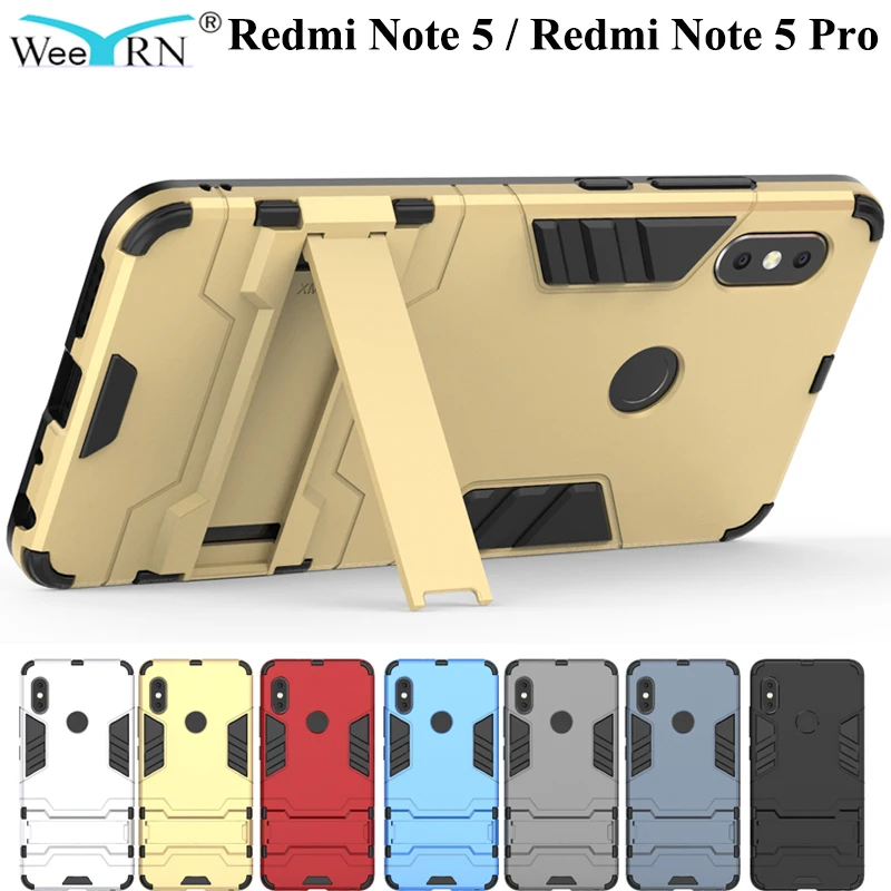 

360 Armor Case Redmi Note 5 Protective Plastic+Silicone Cover for Xiaomi Redmi Note 5 Pro Stand Case Shockproof Hybrid Cover