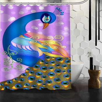 

Best Nice Custom Peacock Shower Curtain Bath Curtain Waterproof Fabric For Bathroom MORE SIZE WJY&160