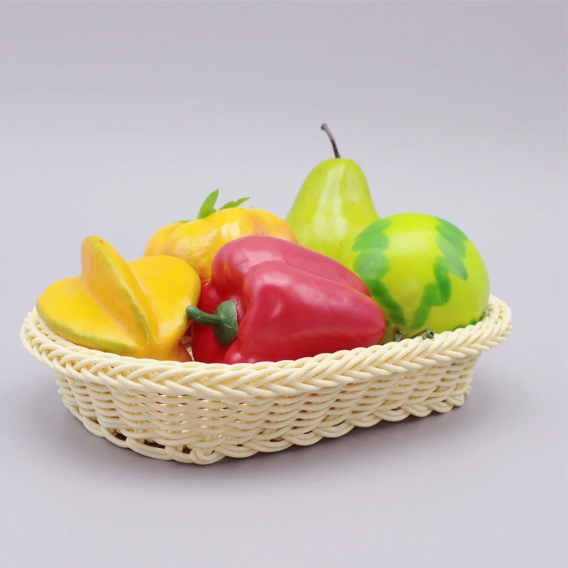 

Home Storage Baskets Rattan DIY Handwork Bread Basket Food Fruit Basket for Kitchen Dining Room Restaurant Party Supermarkets