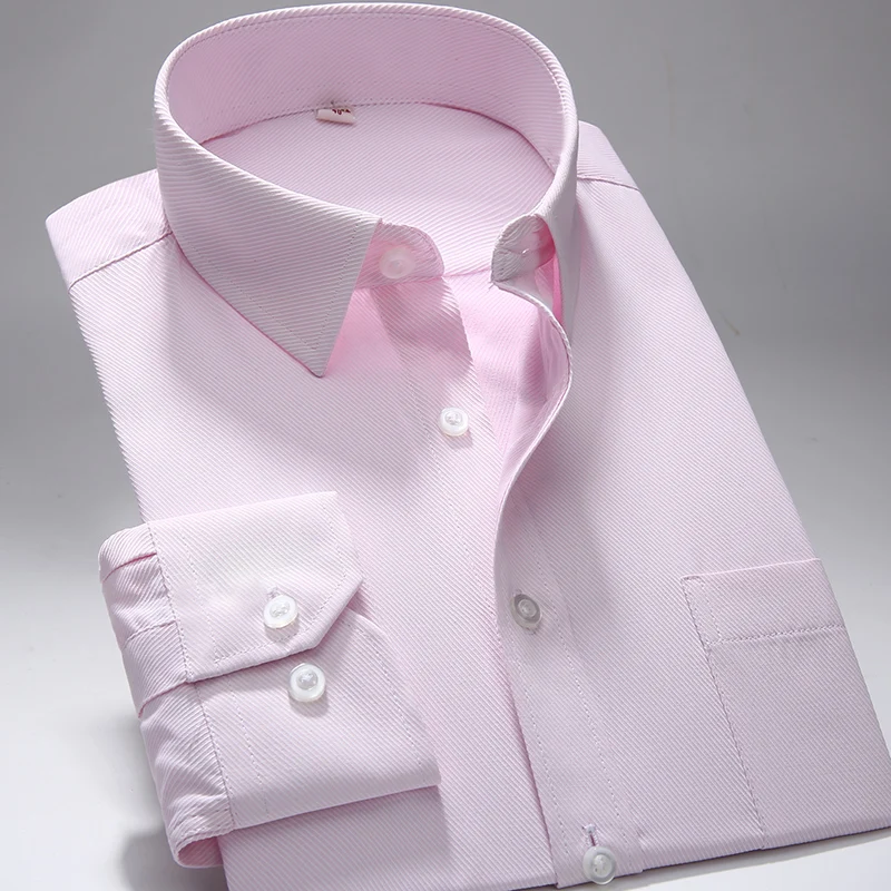 Goede S ~ 7xl Grote Mannen Shirt Nieuwe Regular Fit Plus Size Vierkante Kraag Lange Mouwen Solid Plain Twill  gestreepte Formele Heren Dress Shirts