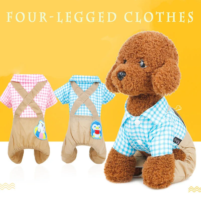 

Dog shirt chihuahua clothes pet clothe puppy Four legs clothes bib suit pet clothing check pattern piece clothes four feet bib