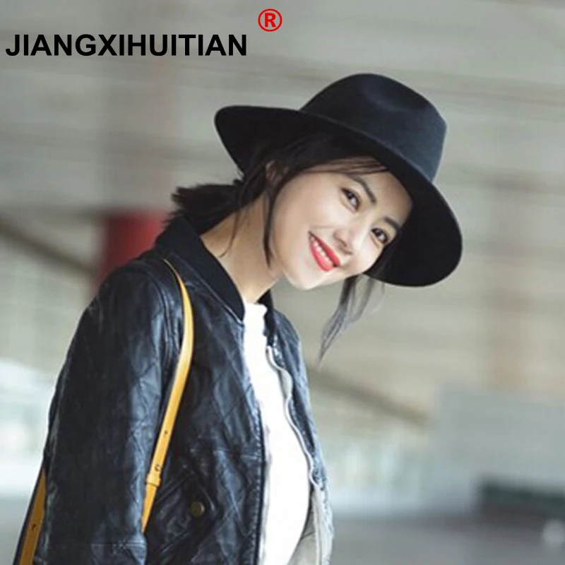 

2017 women new summer Soft Vintage Wide Brim Wool Felt Bowler Fedora Hat Floppy Cloche Women's Panama Sun Hat free shippng