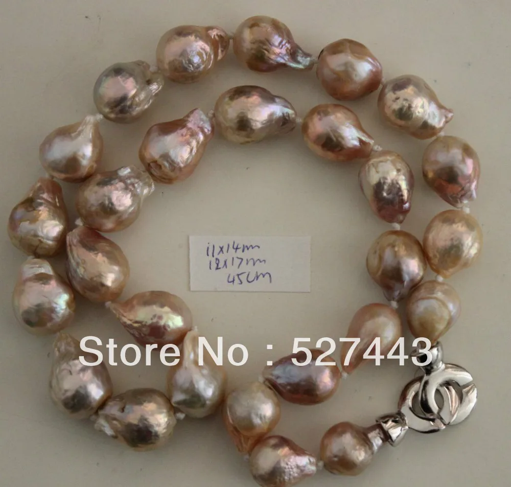 

Wholesale fast NATURAL COLOR 17MM KASUMI PEARL NECKLACE 45CM NEW