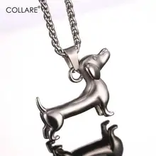 Collare собака кулон такса аниме аксессуары золото/черный цвет нержавеющая сталь Ювелирные изделия милые животные ожерелье для женщин мужчин P015