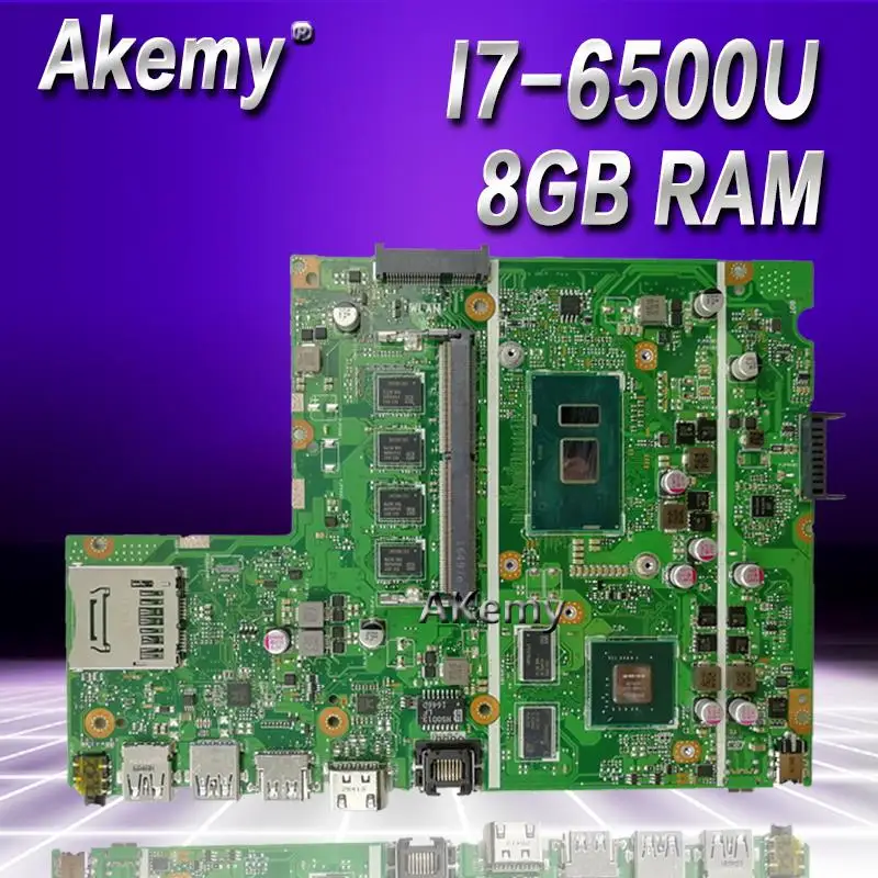 Akemy X541UJ X541UVK материнская плата для ноутбука ASUS X541UJ X541UV X541U X541 тесты оригинальная плата 8 г оперативная память I7-6500U GT920M