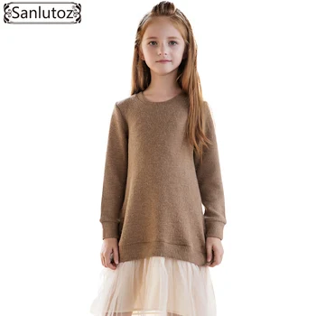 

Sanlutoz Winter Girl Dress Princess Kids Clothes for Girls Long Sleeve Knitted Toddler Children Clothing Brand Party Wedding