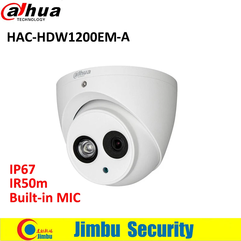 Оригинальный DAHUA HAC-HDW1200EM-A HDCVI купол 2MP камера Встроенный микрофон CMOS 1080P IR 50M IP66 CCTV Камера