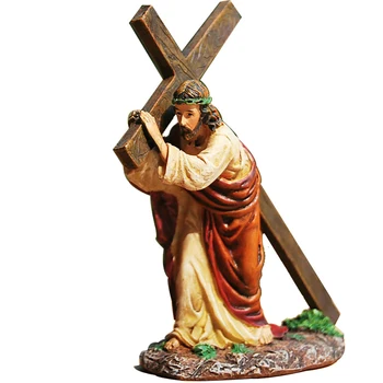 

Car Ornament Resin Cross Crucifix Jesus Statue Figurine Christian Automobiles Dashboard Decoration Furnishing Accessories Gift