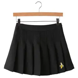 На лето и весну Harajuku Для женщин модные юбки милые банан вышивка плиссированная юбка в стиле панк Высокая талия женские короткая юбка