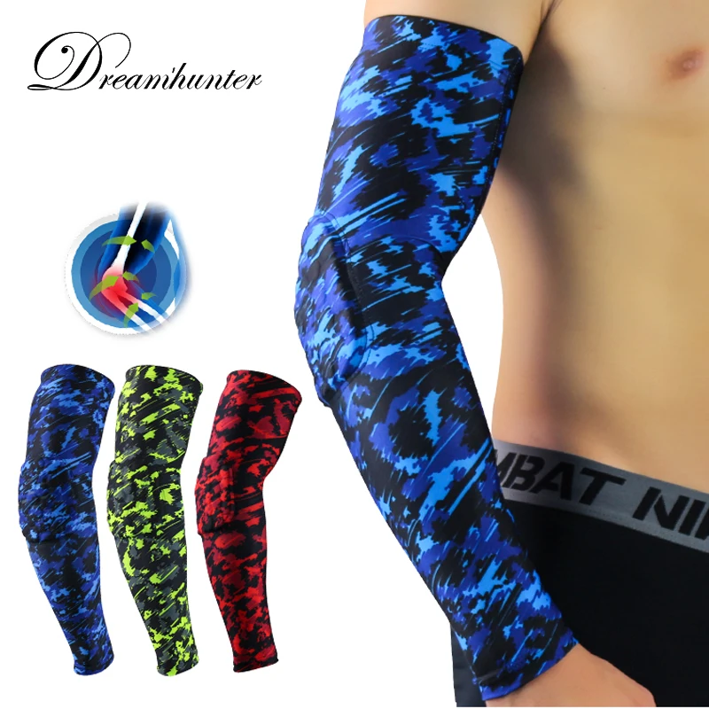 

1 piece Camouflage basketball elbow support pads Compression Breathable Shin Guards Arm sleeve Protector Gym Running gear Gaiter