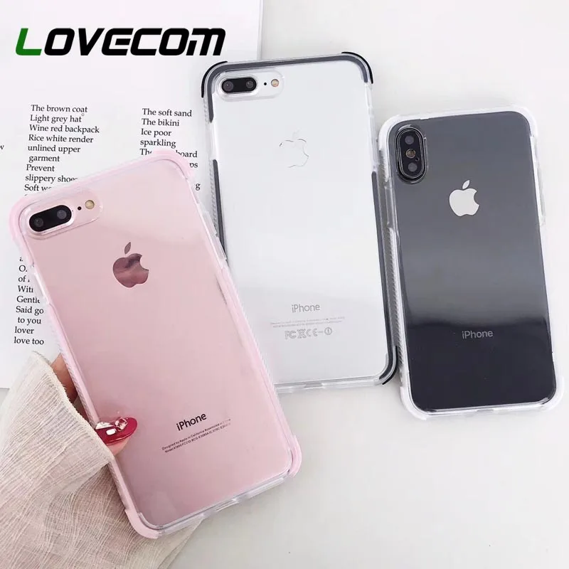 Противоударный чехол LOVECOM для iPhone 11 Pro Max XR XS Max X 6 6S 7 8 Plus, прозрачный мягкий ТПУ чехол на заднюю панель телефона s