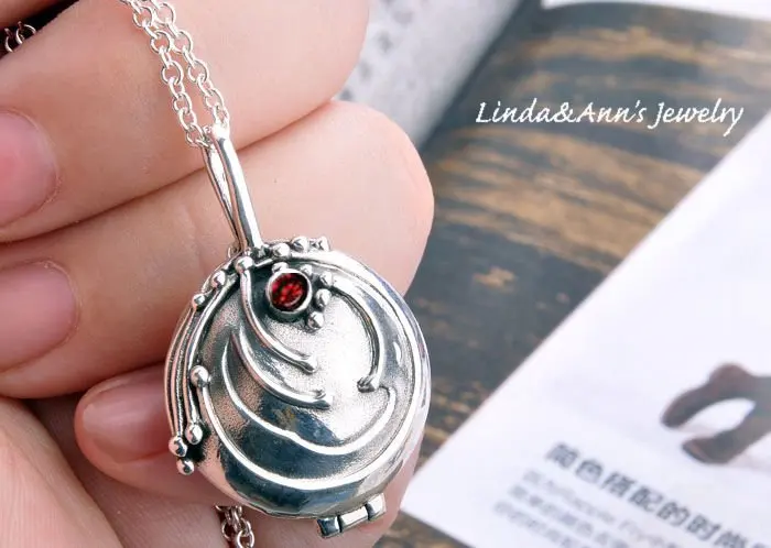 925 Sterling Silver New Vampire Diaries Elena Locket Vervain Pendant Necklace