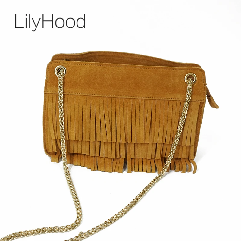 LilyHood 2020 женская модная сумка через плечо из натуральной кожи замшевая нубука с