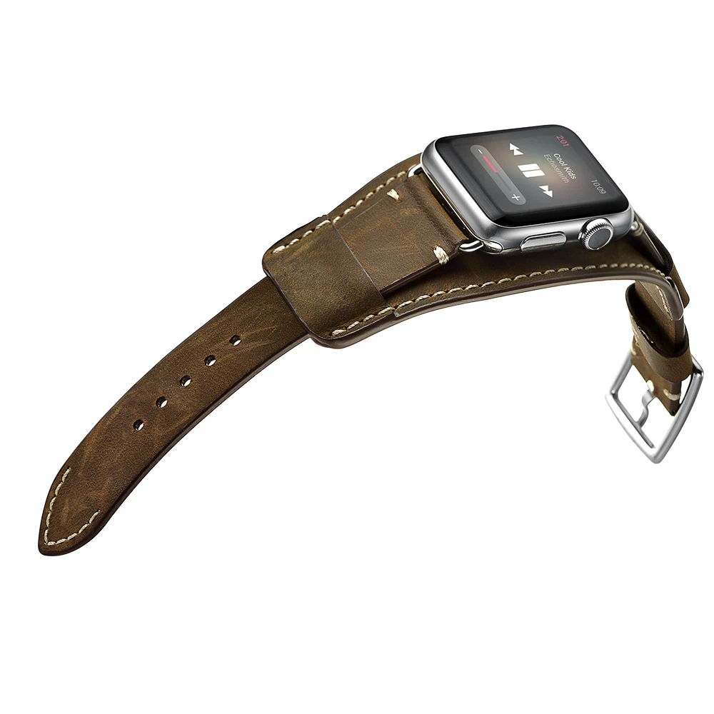 Ремешок кожаный для Apple Watch Band 44 мм 38 42 40 белый двойной браслет Tour iWatch 4 3 2 Bands