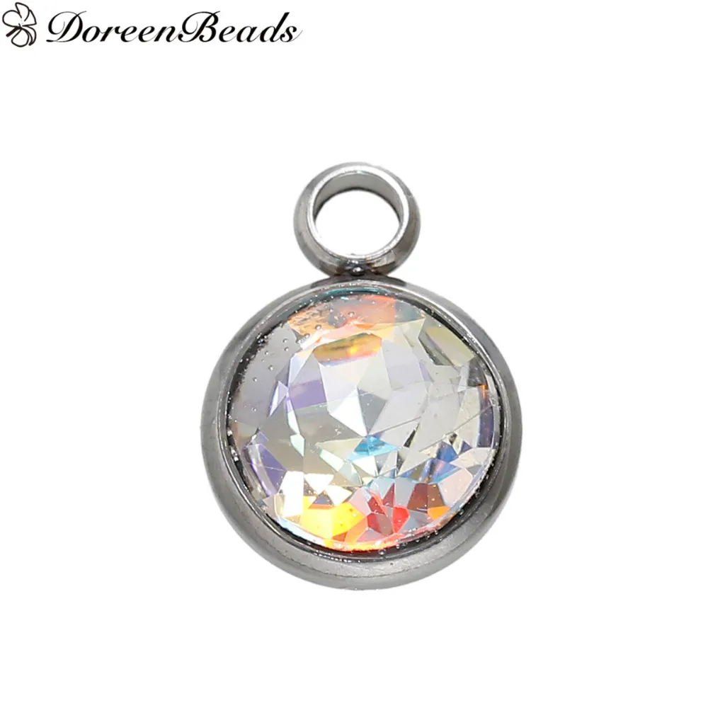 DoreenBeads 304 подвески из нержавеющей стали круглые тусклые серебряные цвета AB