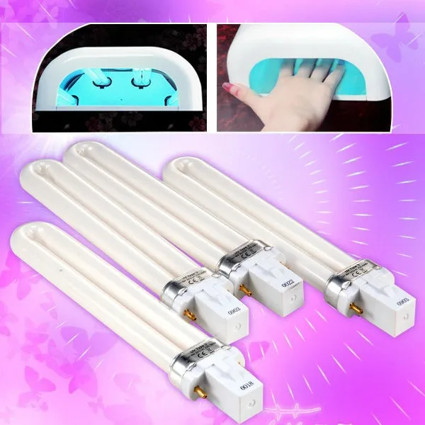 Free-shipping-4pcs-365nm-9w-U-shape-nail-gel-curing-uv-lamp-light-Tube-for-Nail