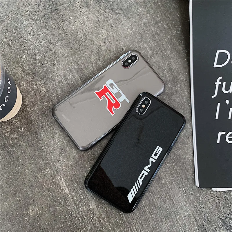 

Glitter Glossy Phone case For iPhone 7 Case For iPhone X 7 6 6S 8 Plus XS XR XS max Back Cover Silicon TPU AMG GTR Phone cases
