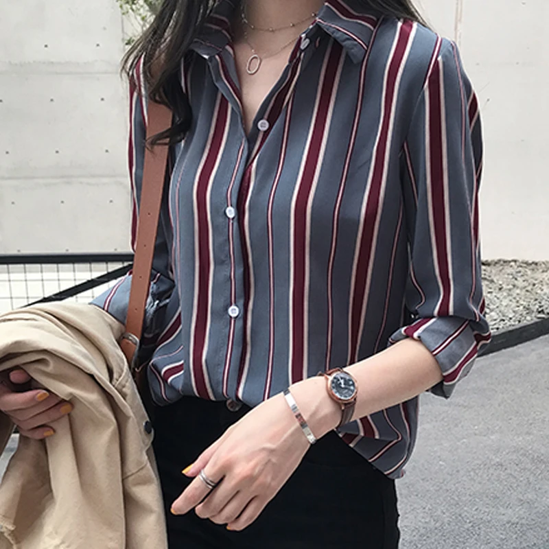 

NEW Fashion Women Tops Striped Blouse Shirt 3XL Plus Size Long Sleeve Women Shirts Women Blouse Womens Tops and Blouses Femme