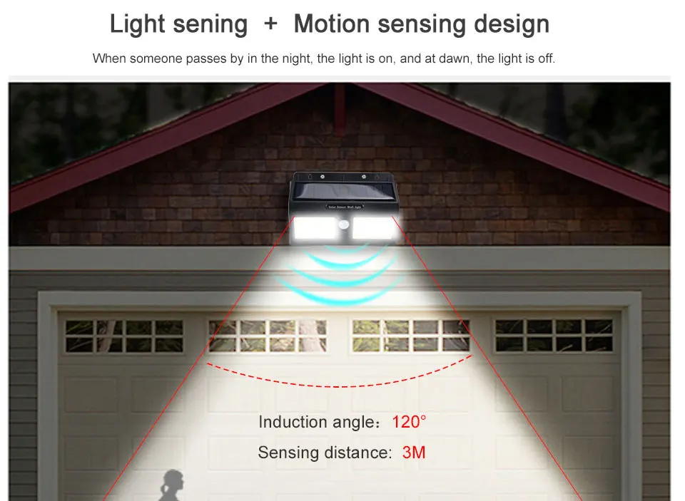 800 люмен PIR датчик движения солнечные лампы 20 40 светодиодный s 1200 мАч Солнечный СВЕТОДИОДНЫЙ светильник для гаража стены крыльца Безопасности Светильник ing