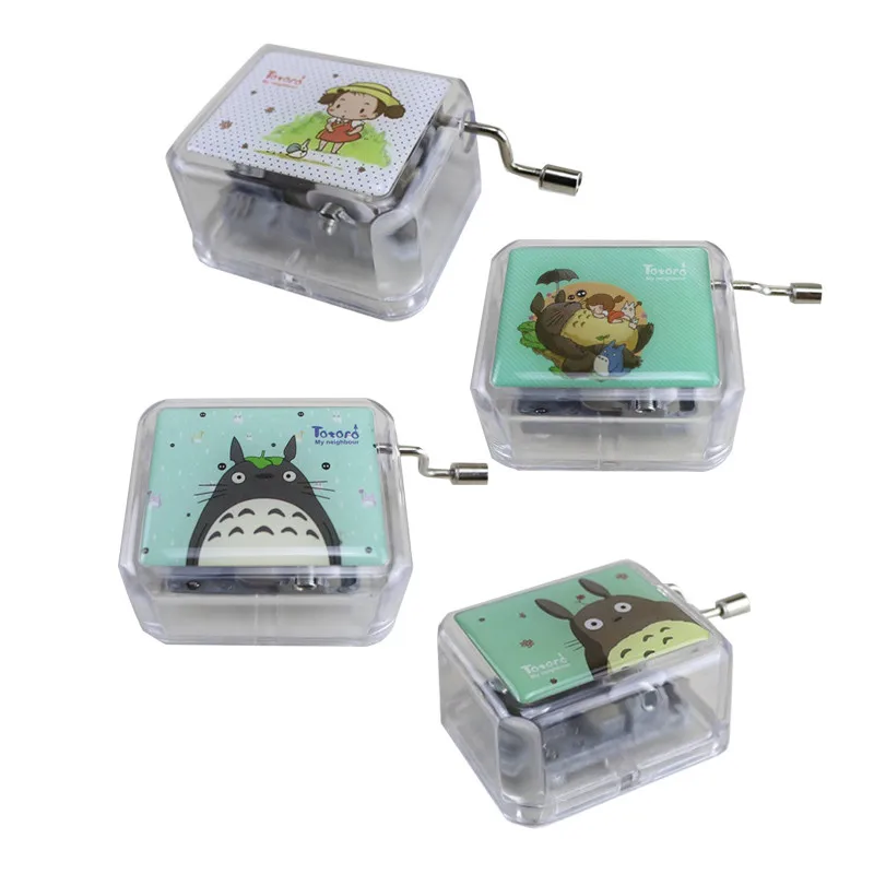 Música miniatura Miyazaki Hayao animación caja de música TOTORO chico juguetes cajas de música manivela de mano cajas mecánicas de acrílico