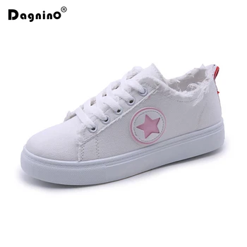 

DAGNINO Fashion Superstar Sneakers Casual Canvas Shoes Women White Flat Female Basket Lace Up Solid Trainers Chaussure Femme