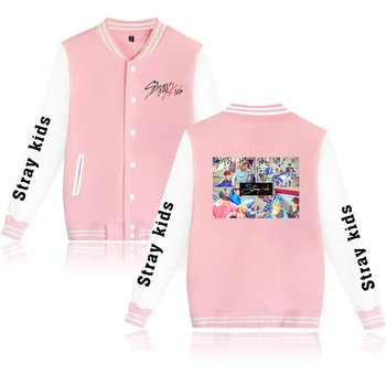 

Hot Sale stray kids V-neck Baseball Jacket 2019 New Fashion Print Harajuku Fashion Pullover High Quality Keep Warm Jacket
