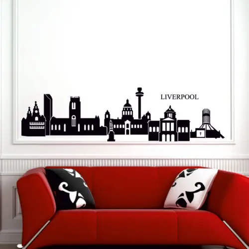 

D0051 LIVERPOOL SKYLINE wall sticker city outline sihouette decal art vinyl stickers